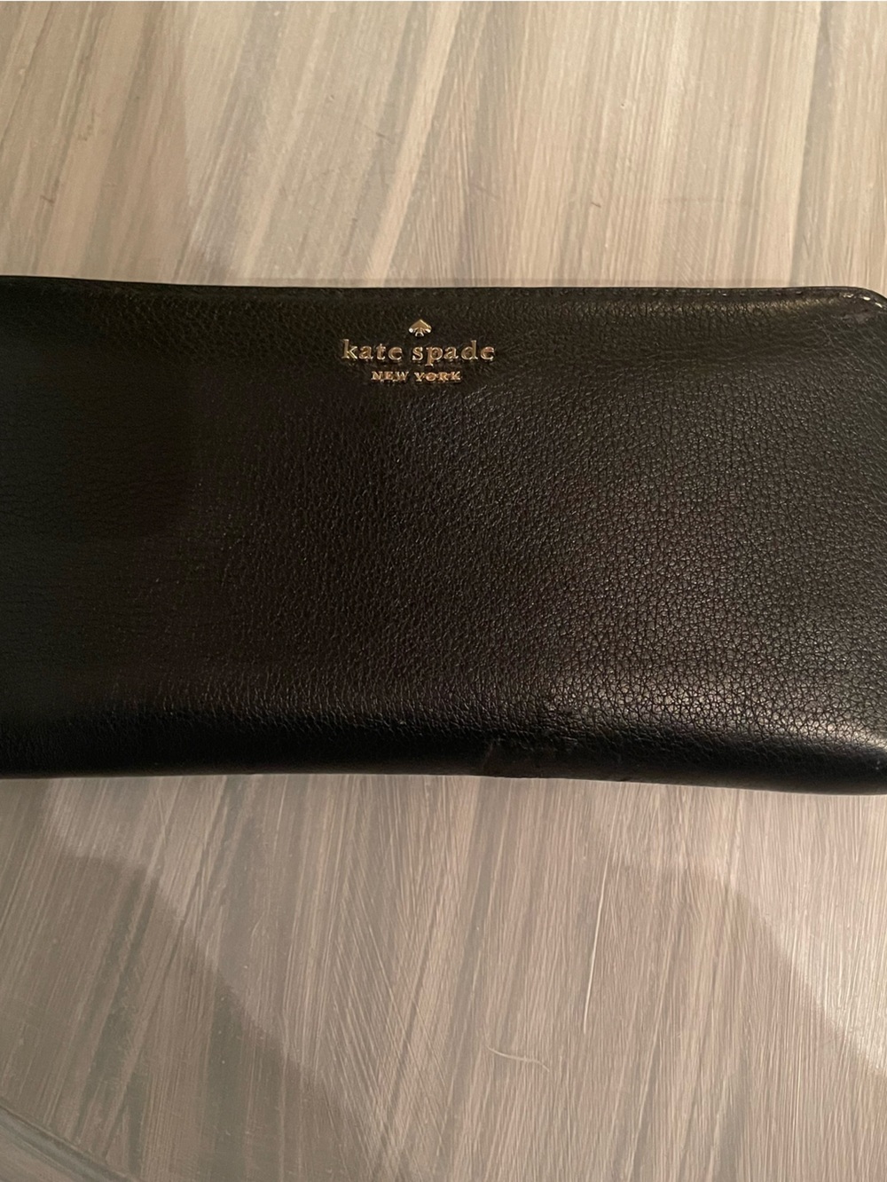 Kate Spade Black Pebbled Leather Continental Zip-Around Wallet